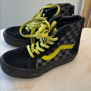 Vans Black and Yellow Checkered High-Top Sneakers